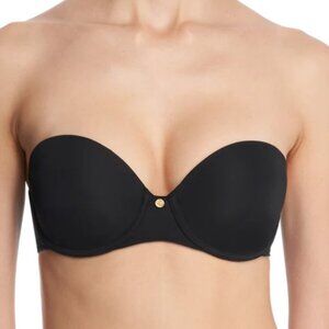 Natori Pure Luxe Strapless Contour Underwire Bra Black 34D NWOT Strapless